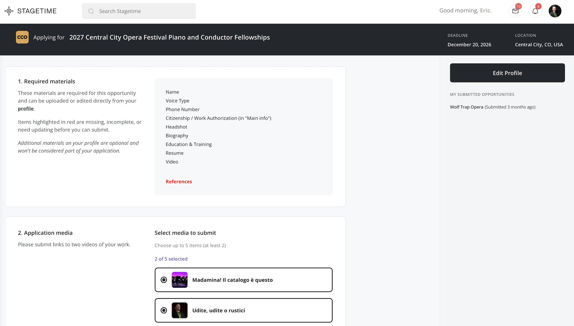 stagetime.com, Applying